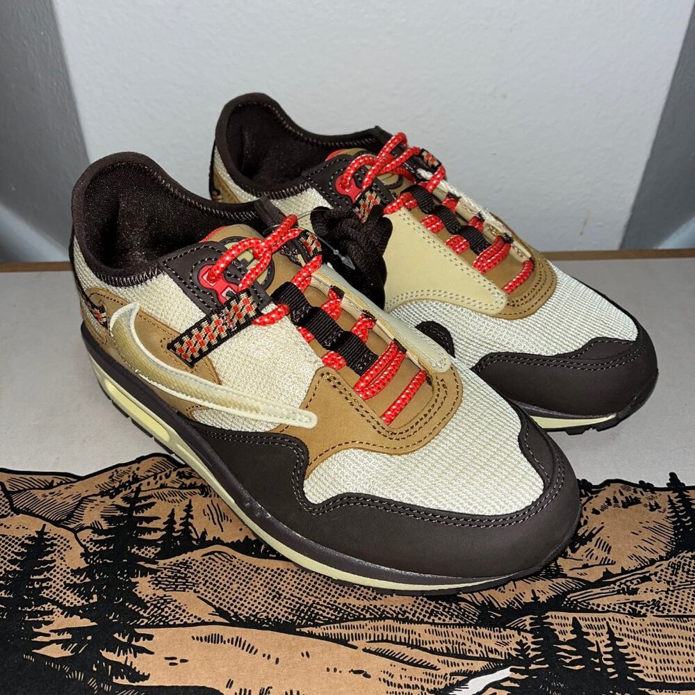 Sold - Nike Mens Cactus Jack Air Max 1 Sneakers Mens US 5.5 Baroque Brown Tan